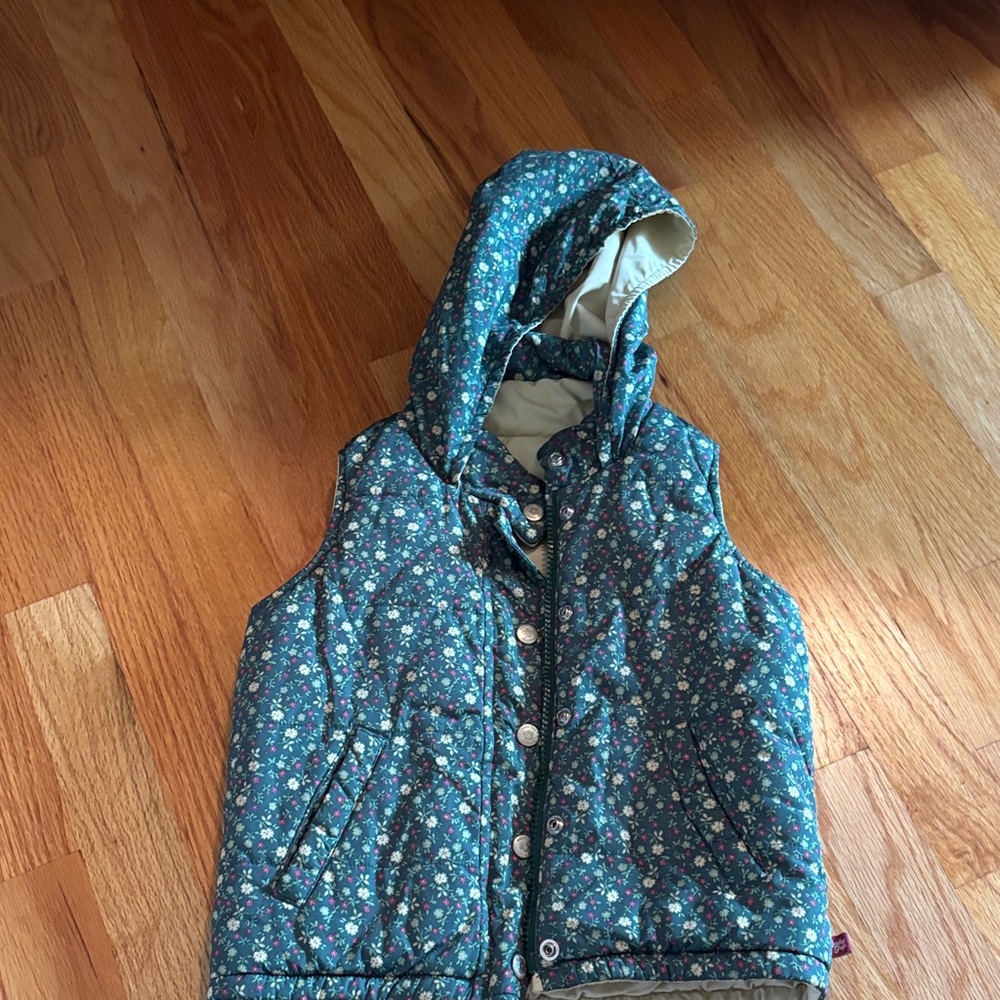 GAP Kids Floral Hooded Vest - Blue and White